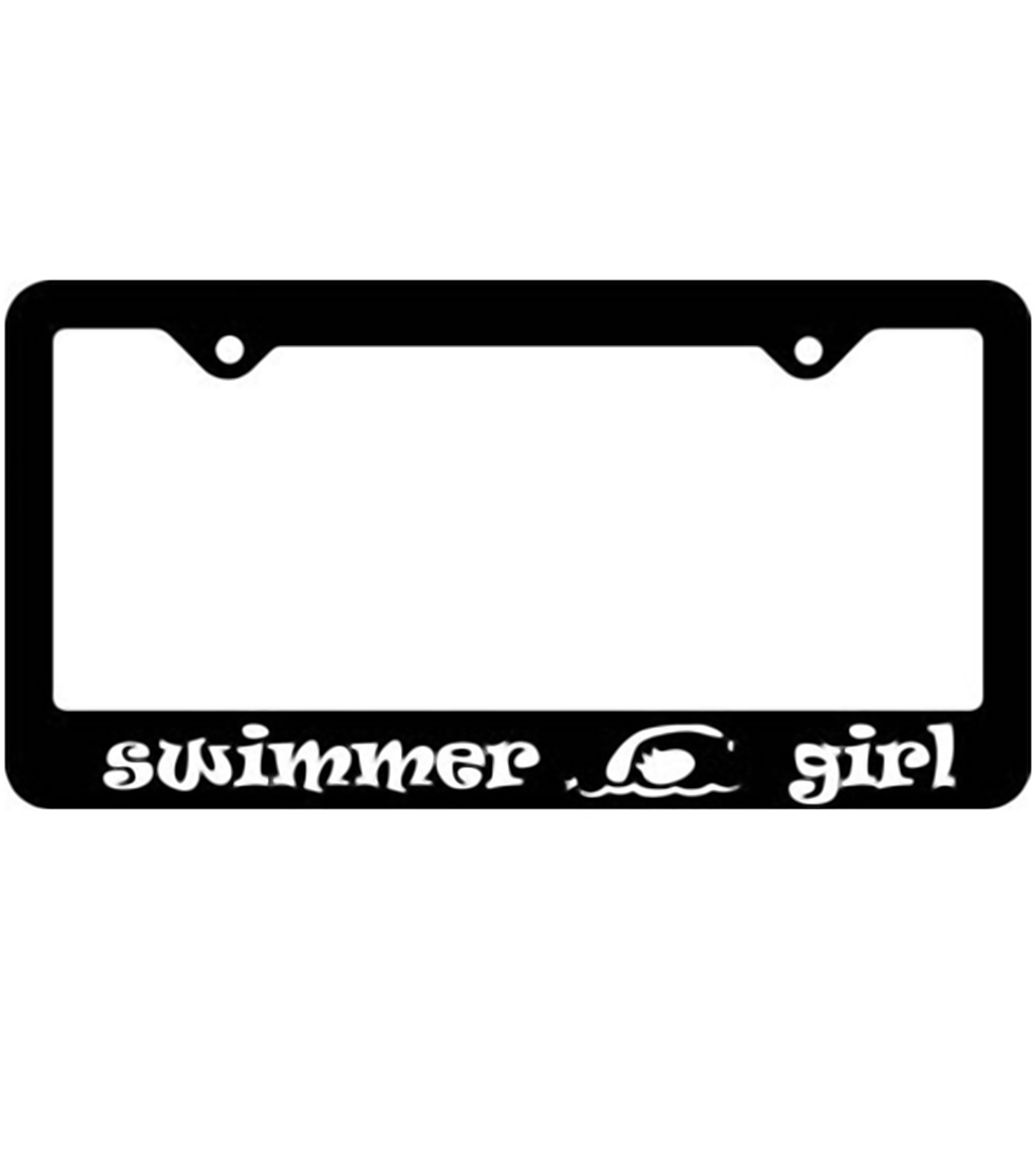 Bay Six Swimmer Girl Black License Plate Frame at