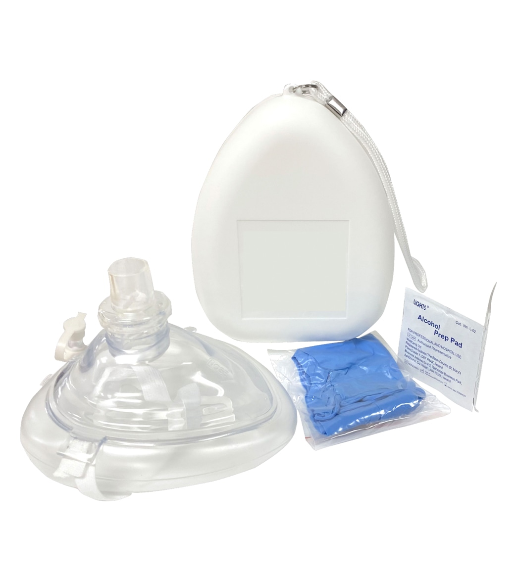 KEMP Lifeguard CPR Pocket Mask with O2 Inlet in Case at