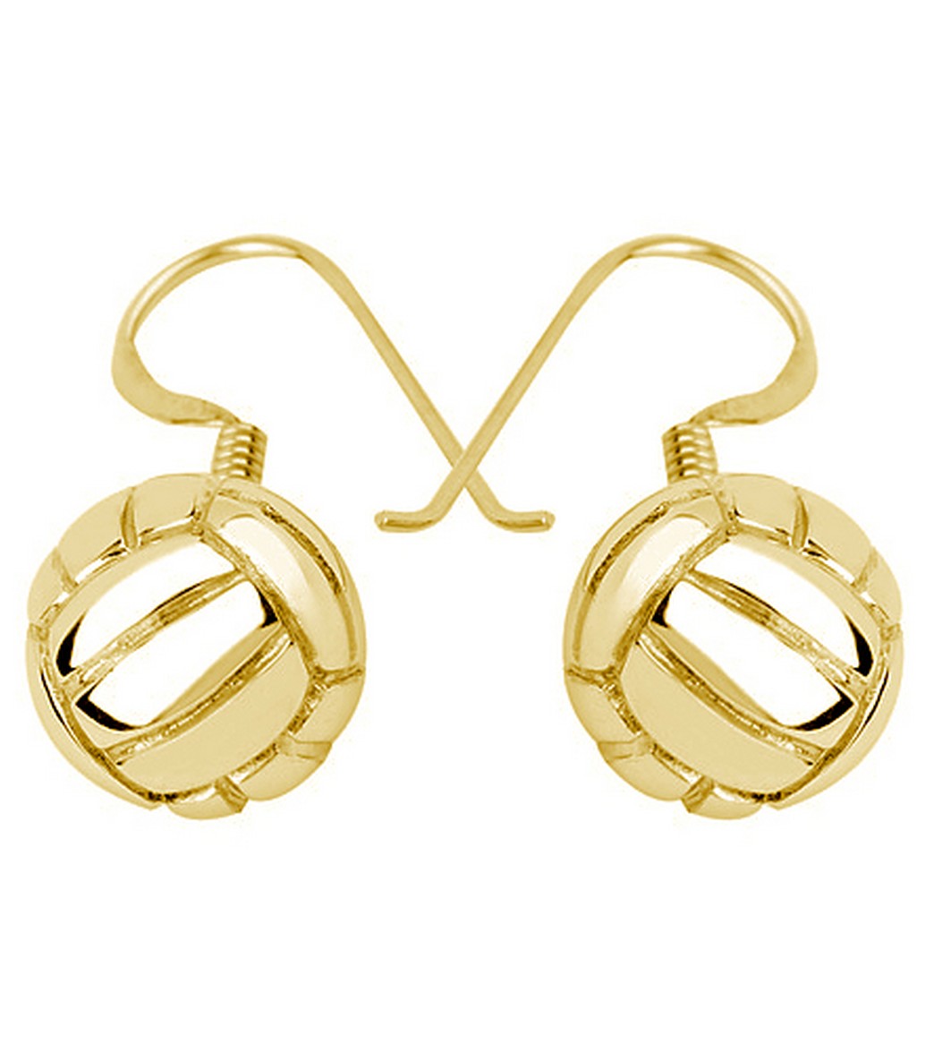 Sports Collection Jewelry Water Polo Ball Dangling Earrings 14k Gold at
