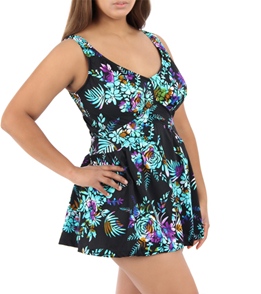 Maxine Plus Size Watercolor Garden Empire Swimdress at SwimOutlet.com ...