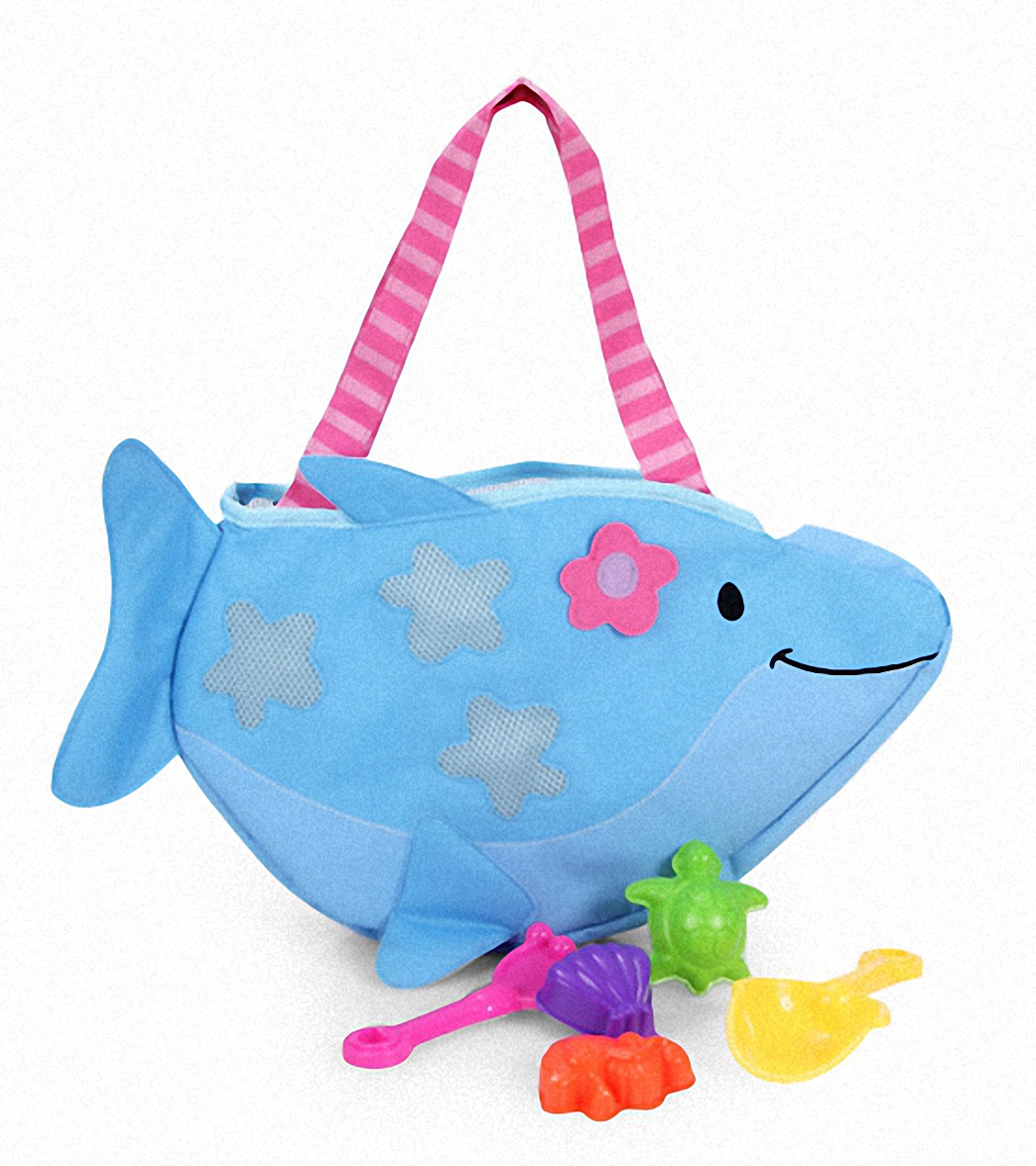 Stephen Joseph Kids' Dolphin Beach Tote (Includes Sand Toy Set) at