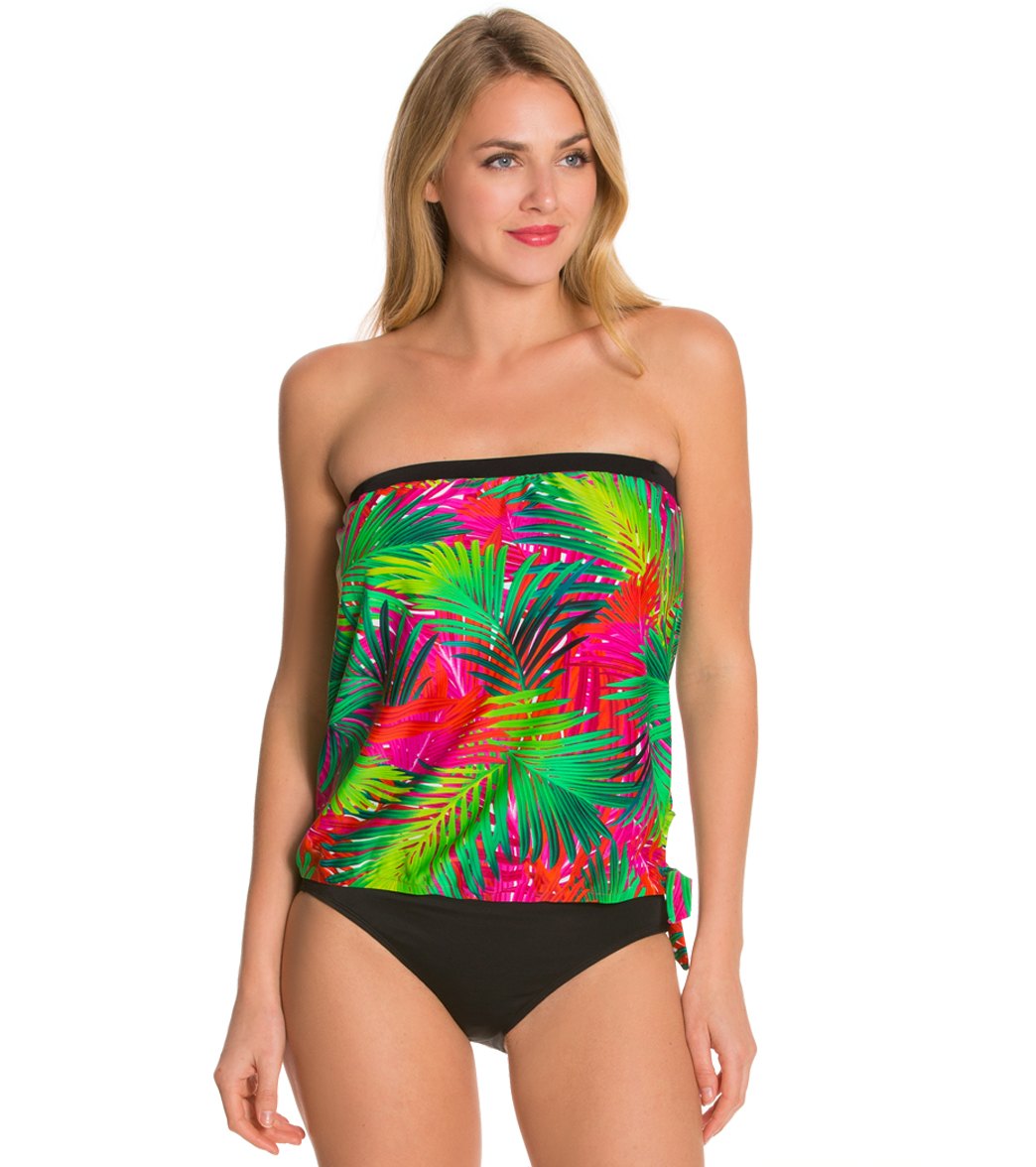 Ceeb Tropical Morning Bandeau Blouson Tankini Top At