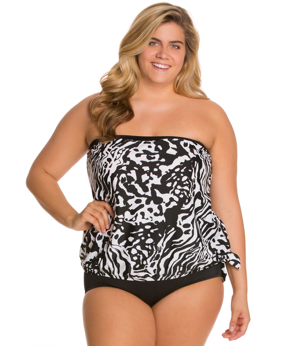 plus size swimwear blouson top