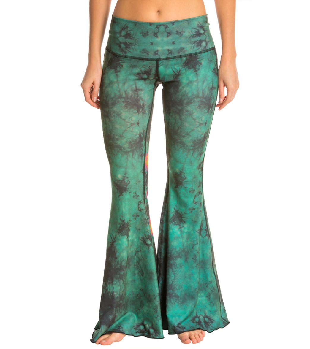 green bell bottom pants