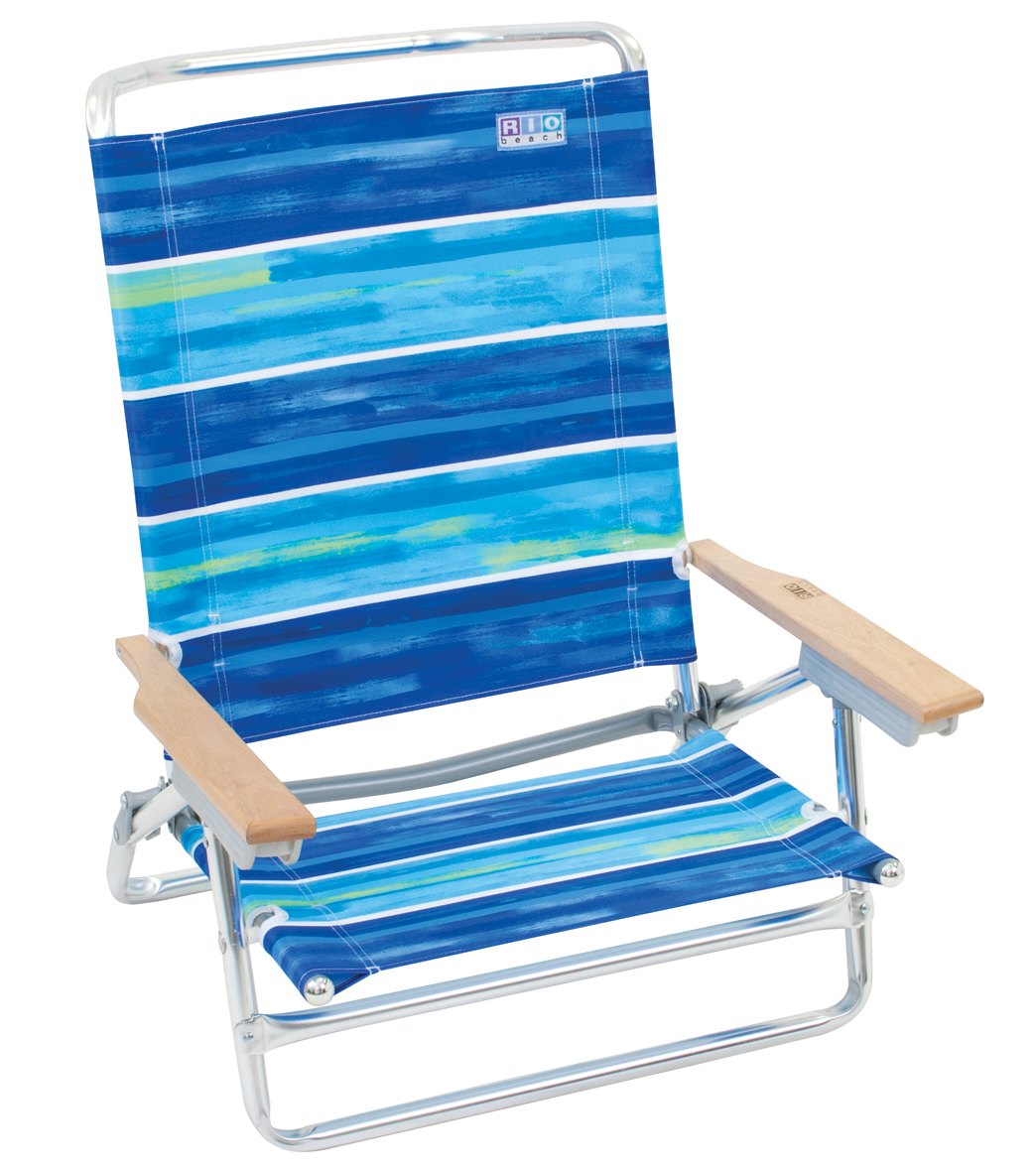 Rio Brands Boho Beach Blue Stripe 5 Position Lay Flat Chair At Share