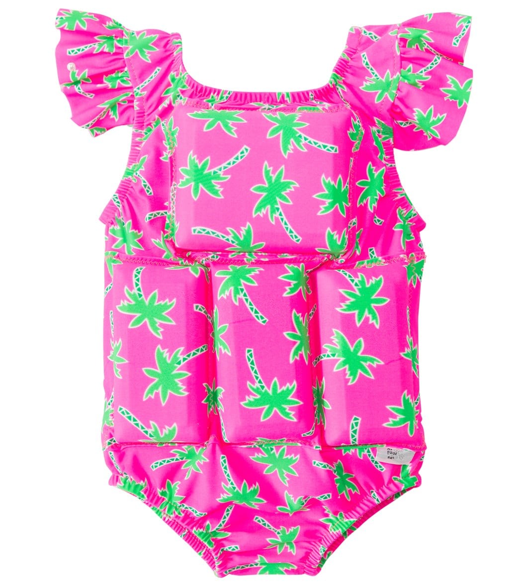My Pool Pal Girls' Palm Tree Floatation Swimsuit - Large 50-70Lbs Multi Color Polyester/Spandex - Swimoutlet.com