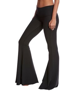Teeki Solid Black Bell Bottom Yoga Pants at YogaOutlet.com - Free Shipping