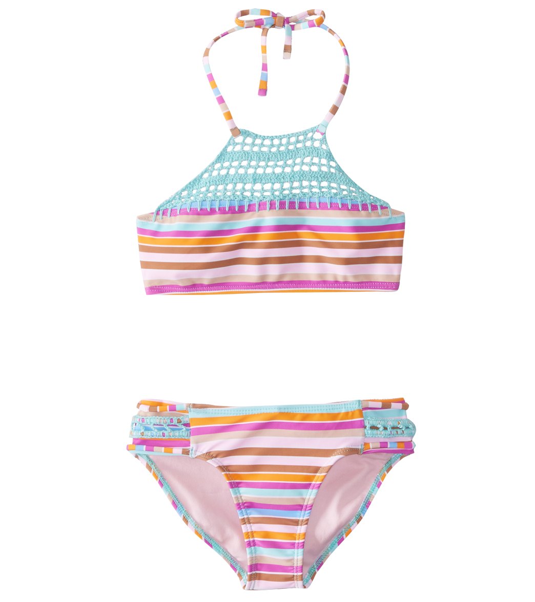 Raisins Girls' Laguna Stripes Blooming Lotus Two Piece Bikini Set (Big ...
