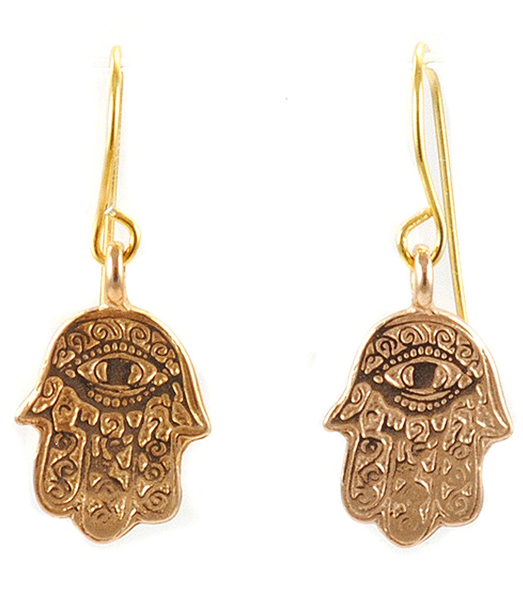 Silver Sage Gold Hamsa Charm Earrings At Yogaoutlet Free Loading Photo