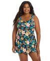 Sporti Plus Size Tropical Floral Swim Dress