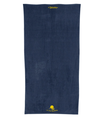 Navy Team Towel  - Royal Comfort Terry Velour Beach Towel 32" X 64"