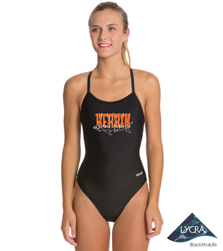 ladies suit black - Sporti Solid Thin Strap One Piece Swimsuit (22-44)