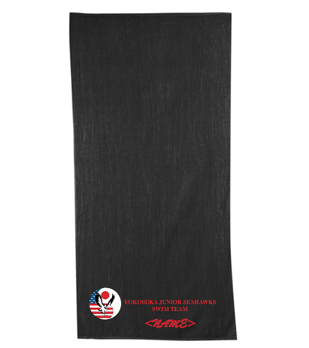 Team Towel Black - Diplomat Terry Velour Beach Towel 30" x 60"