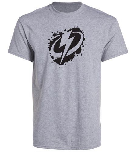 bolt black on grey - Gildan Unisex Cotton Crew Neck T-Shirt