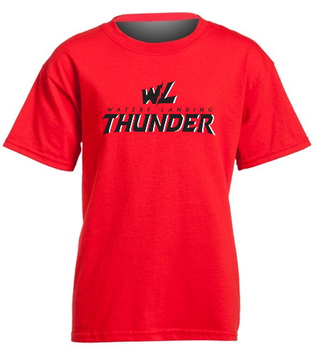 long logo red - Gildan Youth Cotton Crew Neck T-Shirt