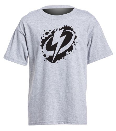 bolt black on grey - Gildan Youth Cotton Crew Neck T-Shirt