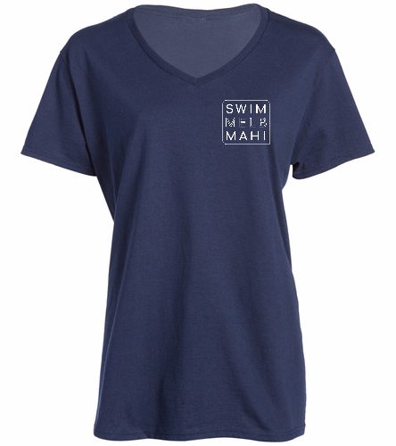 swimmelb female v-neck navy - Gildan Women's Cotton V-Neck T-Shirt