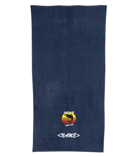 Navy Towel With Logo - Royal Comfort Terry Velour Beach Towel 32" X 64"