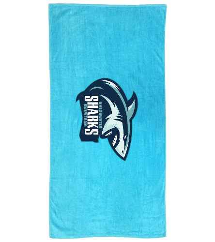 Shearwater Sharks Cool Blue - Royal Comfort Terry Velour Beach Towel 32" X 64"