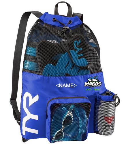 Marvin Creek Makos Swim Team backpack - TYR Big Mesh Mummy Backpack III