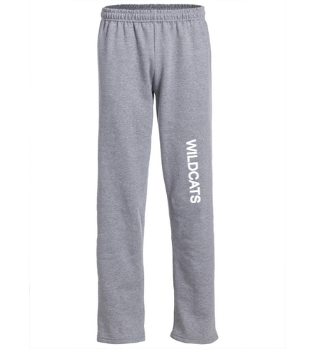 Wildcat Sweat Pants Grey - Gildan Unisex Heavy Blend Open Bottom Sweatpants