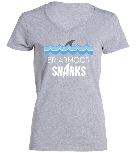 Briarmoor Sharks V-Neck Gray - Gildan Women's Cotton V-Neck T-Shirt