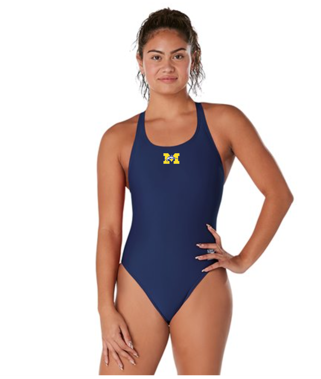 Marion Marlins Logo Swimsuit 2 - Speedo Women's Solid Endurance+ Super Proback One Piece Swimsuit 