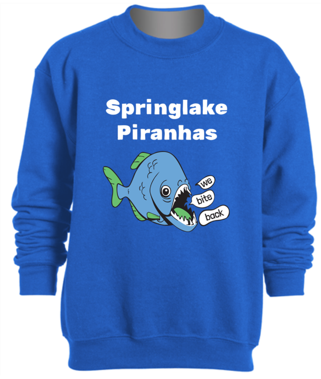 Springlake Piranha Big Piranha Kids Blue Sweatshirt - Gildan Youth Heavy Blend Crewneck Sweatshirt