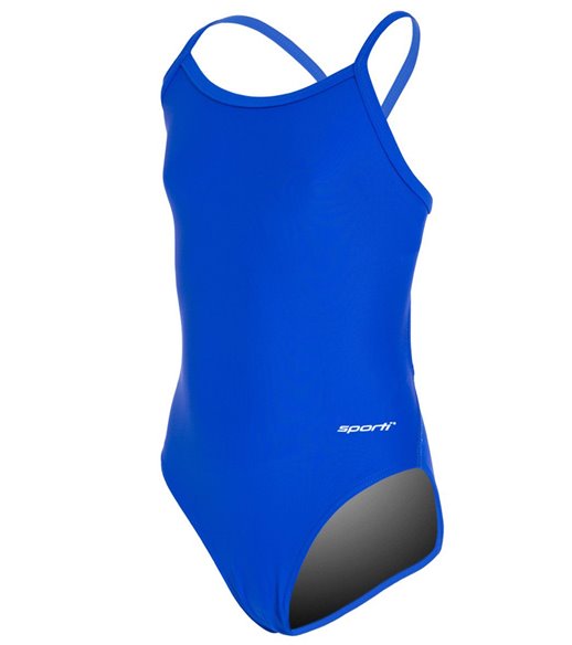 Sporti Solid Thin Strap One Piece Swimsuit at SwimOutlet.com