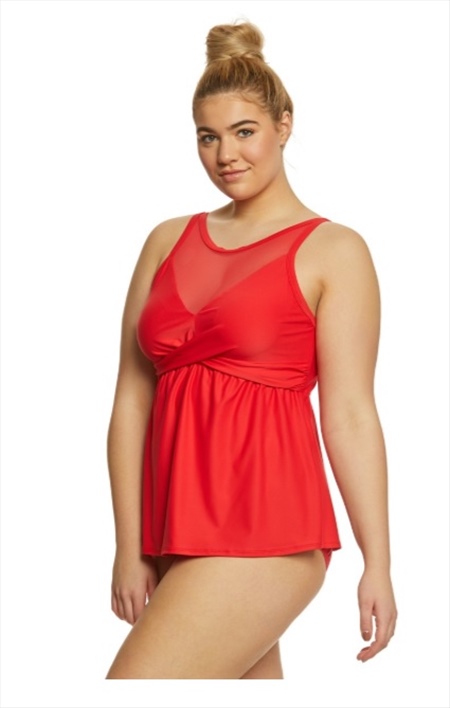 Coco Reef Plus Size Dreamweaver High Neck Wrap Bra Sized Tankini Top -  Classic Solids