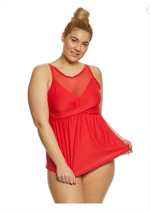 Swim 365 Women's Plus Size Side-Slit Swim Dress - 20, Pink