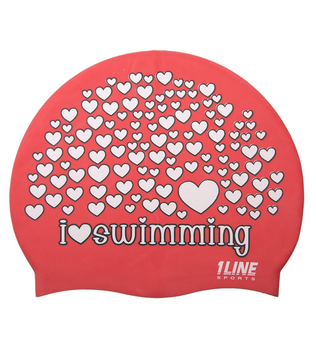 1Line Sports Love Swimming Silicone Cap at SwimOutlet.com