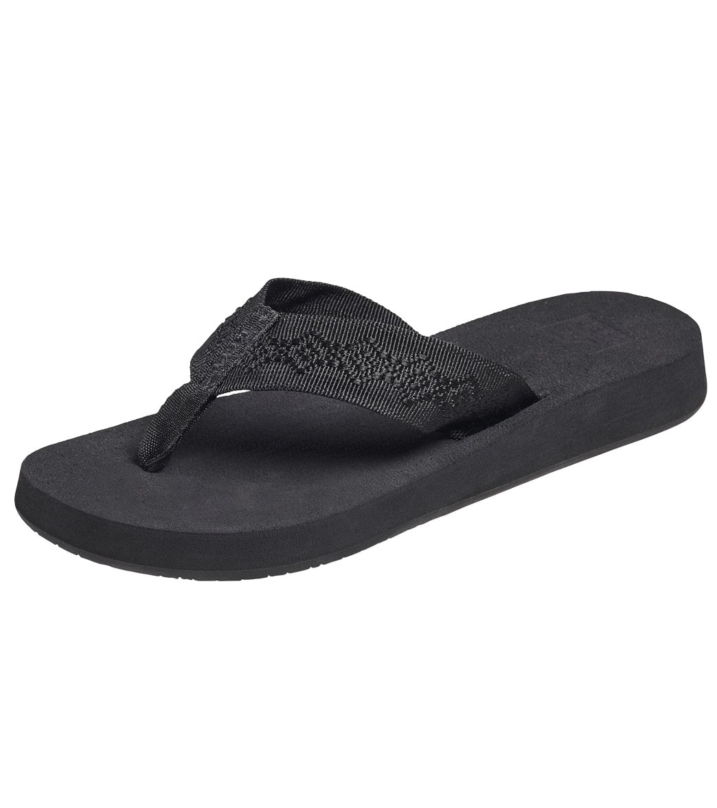 Reef Women's Sandy Sandals - Black/Black 5 Polyester - Swimoutlet.com