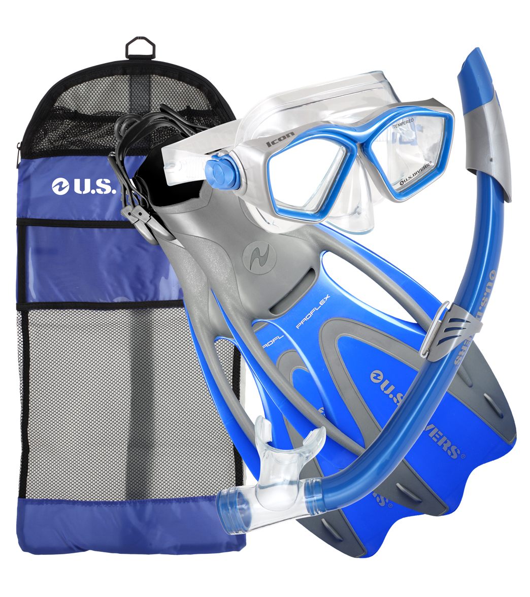 U.S. Divers Icon/SeaBreeze/ Proflex/Cbag Snorkel, Mask and Fin Set at