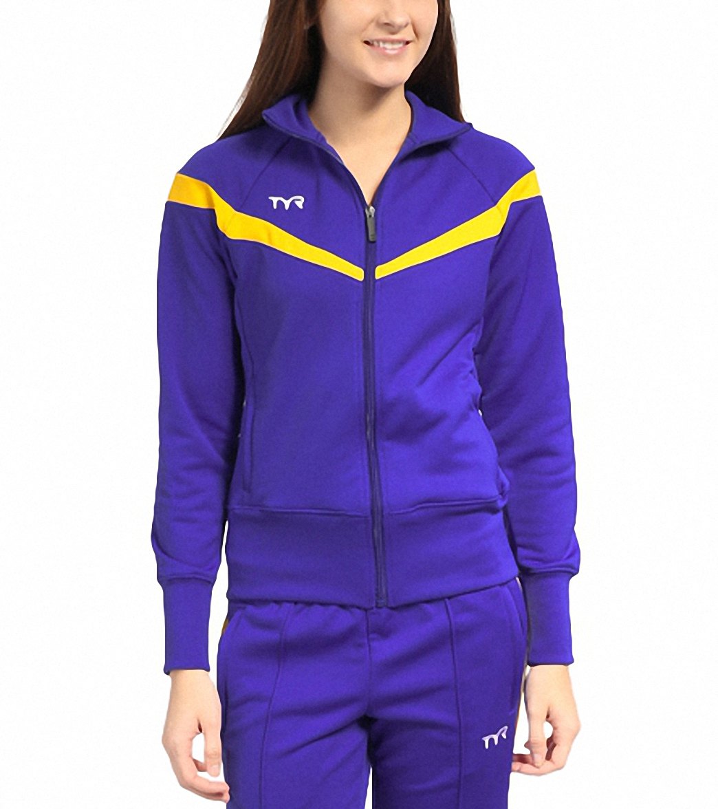 TYR Freestyle Female Warm Up Jacket - Royal/Gold Large Polyester - Swimoutlet.com