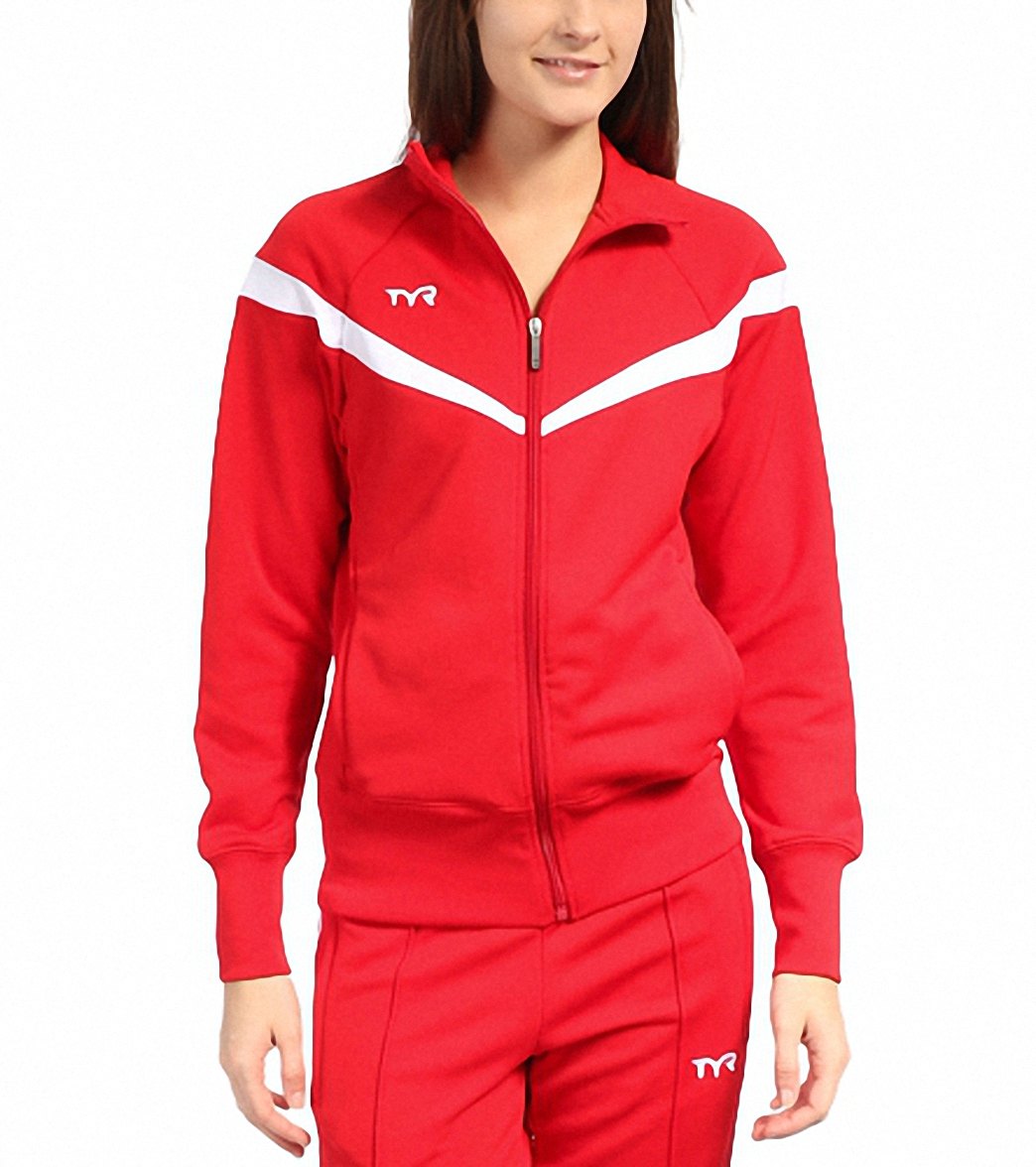 TYR Freestyle Female Warm Up Jacket - Red X-Small Polyester - Swimoutlet.com