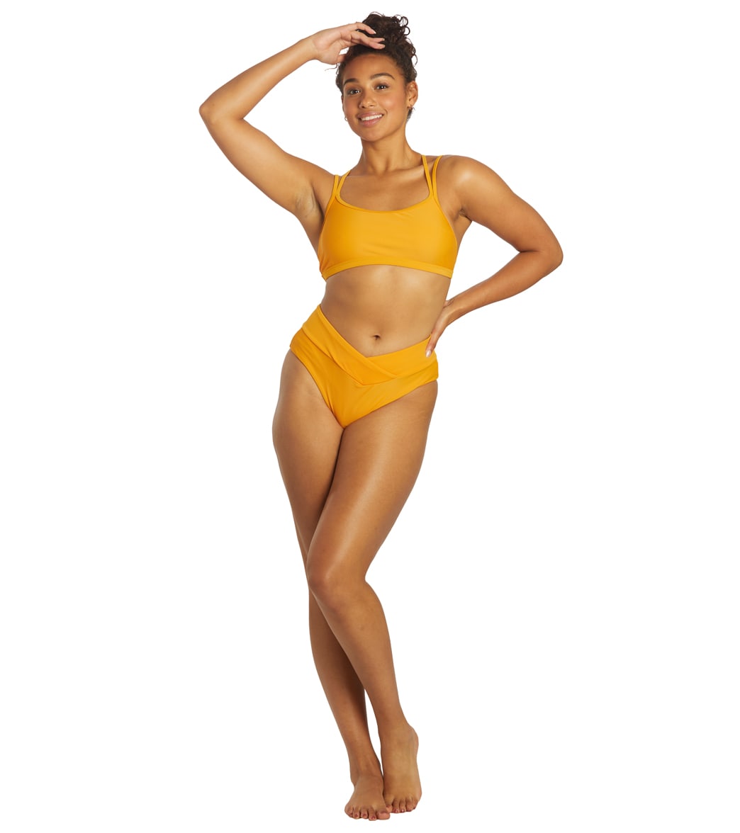 Sporti Active Double Cross Workout Bikini Top - Mango X-Small Lycra®/Nylon/Xtra/Life/Spandex - Swimoutlet.com
