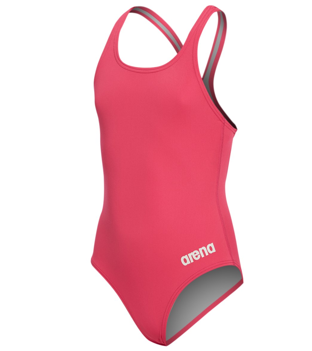 Arena Girls' Madison Athletic Thick Strap Racer Back One Piece Swimsuit - Fresia Rose 22Y Polyester/Pbt - Swimoutlet.com