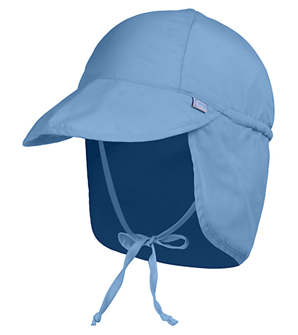 I Play. By Green Sprouts Solid Flap Sun Protection Hat Baby - Light Blue 9-18 Months Polyester - Swimoutlet.com