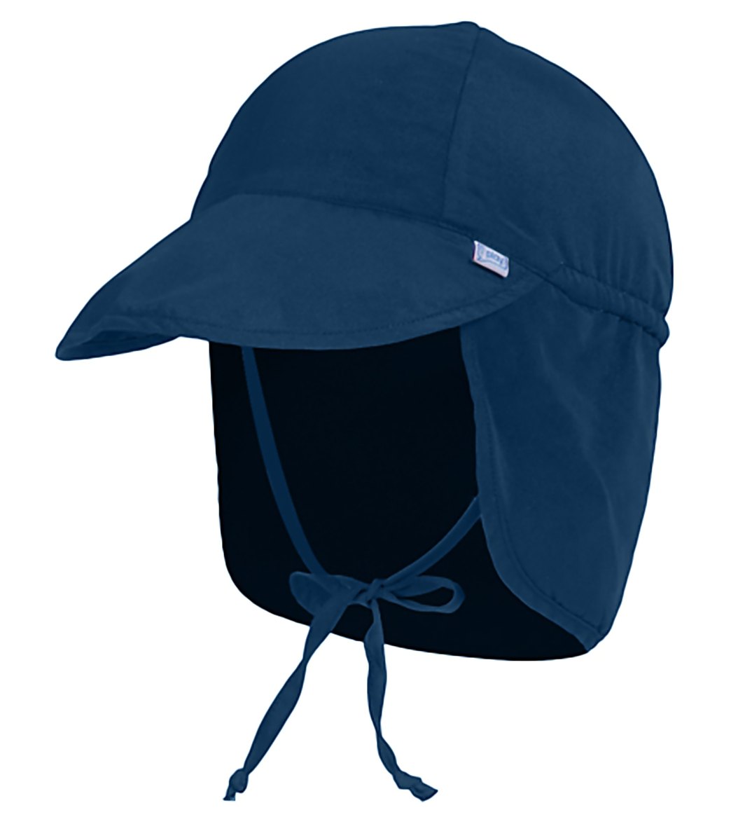 I Play. By Green Sprouts Solid Flap Sun Protection Hat Baby - Navy 2-4 Yrs Polyester - Swimoutlet.com