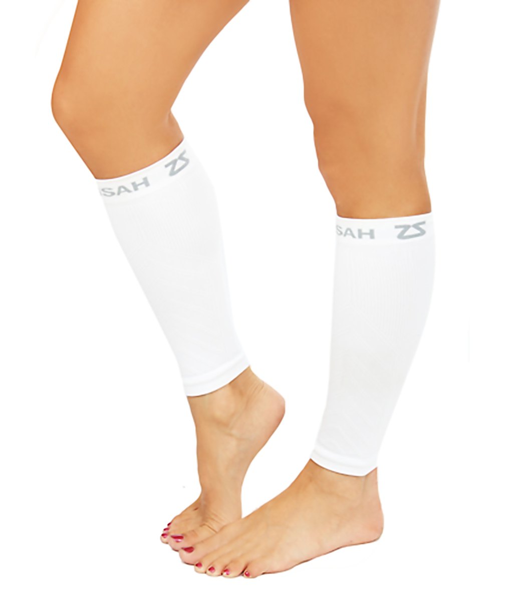 Zensah Compression Leg Sleeves Pair - White X-Small/Small - Swimoutlet.com