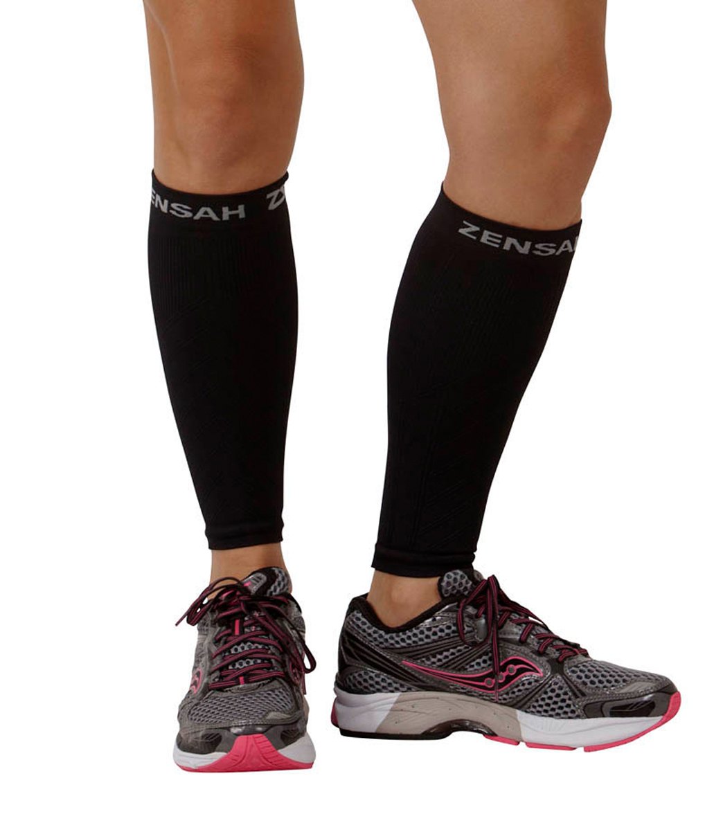 Zensah Compression Leg Sleeves Pair - Black X-Small/Small - Swimoutlet.com