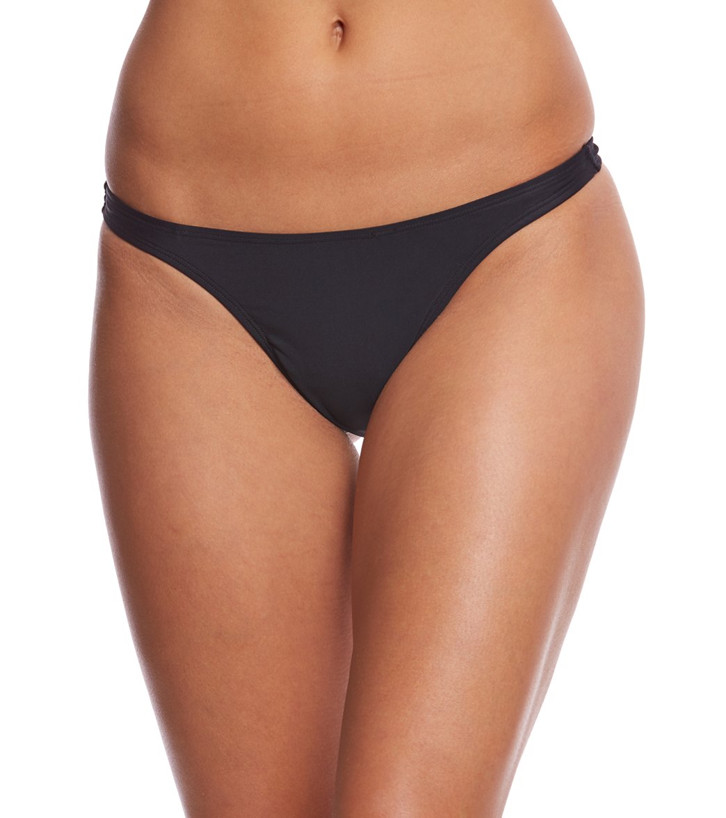 Sporti Solid Thong Bikini Swim Bottom - Black X-Small Lycra®/Nylon/Xtra/Life - Swimoutlet.com