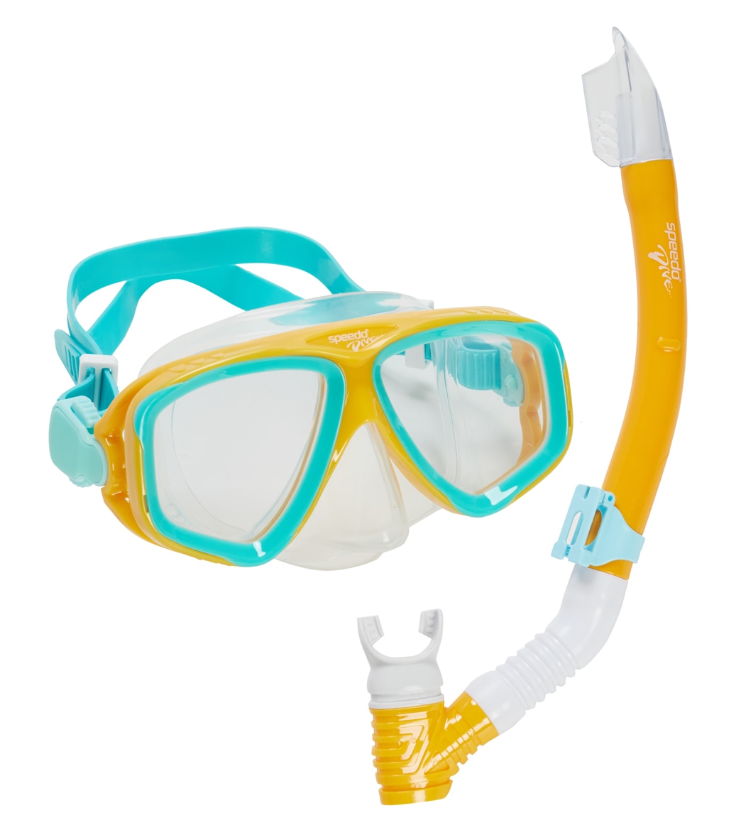 Speedo Jr. Adventure Mask & Snorkel Set - Spectra Yellow/Clear Silicone - Swimoutlet.com