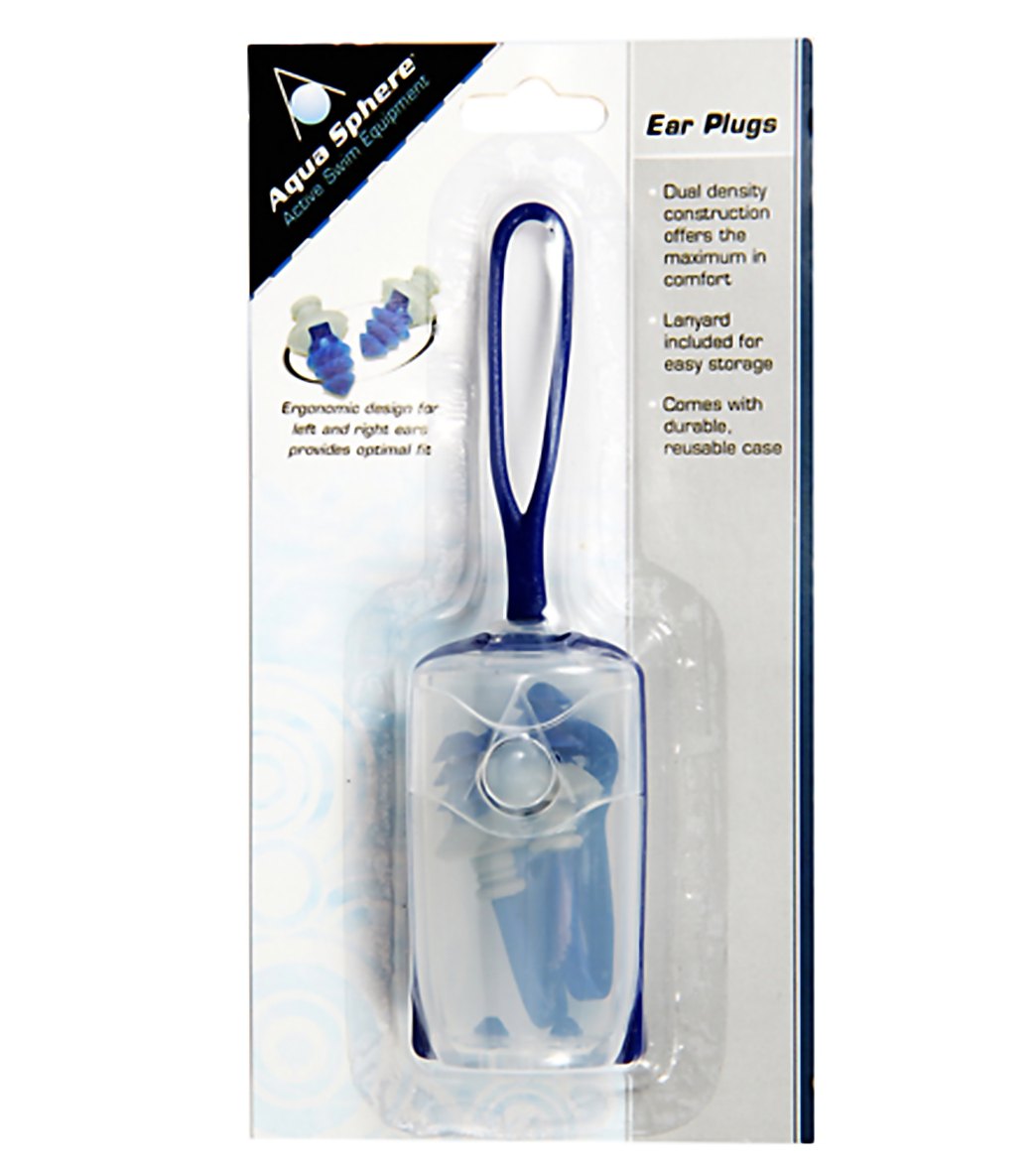 Aqua Sphere Silicone Ear Plugs with Lanyard & Case at