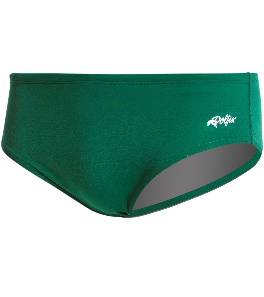 Dolfin Competition All Poly Solid Mens Racer Briefs Brief Swimsuit - Forest Green 26 Polyester - Swimoutlet.com