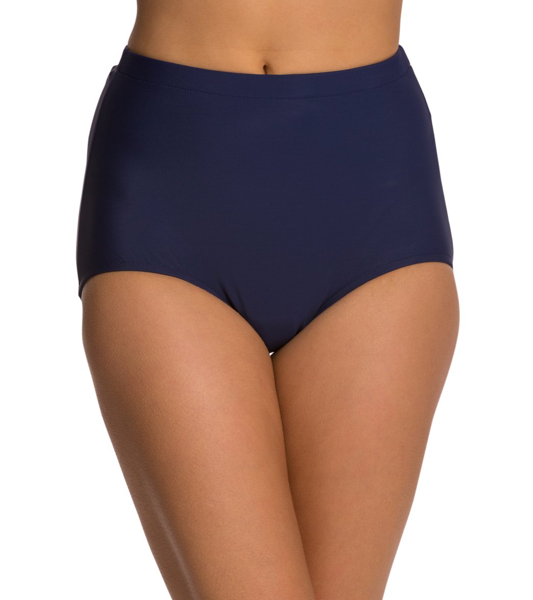 Penbrooke Swimwear Solid Girl Leg Bikini Bottom - Navy 8 Nylon/Spandex - Swimoutlet.com