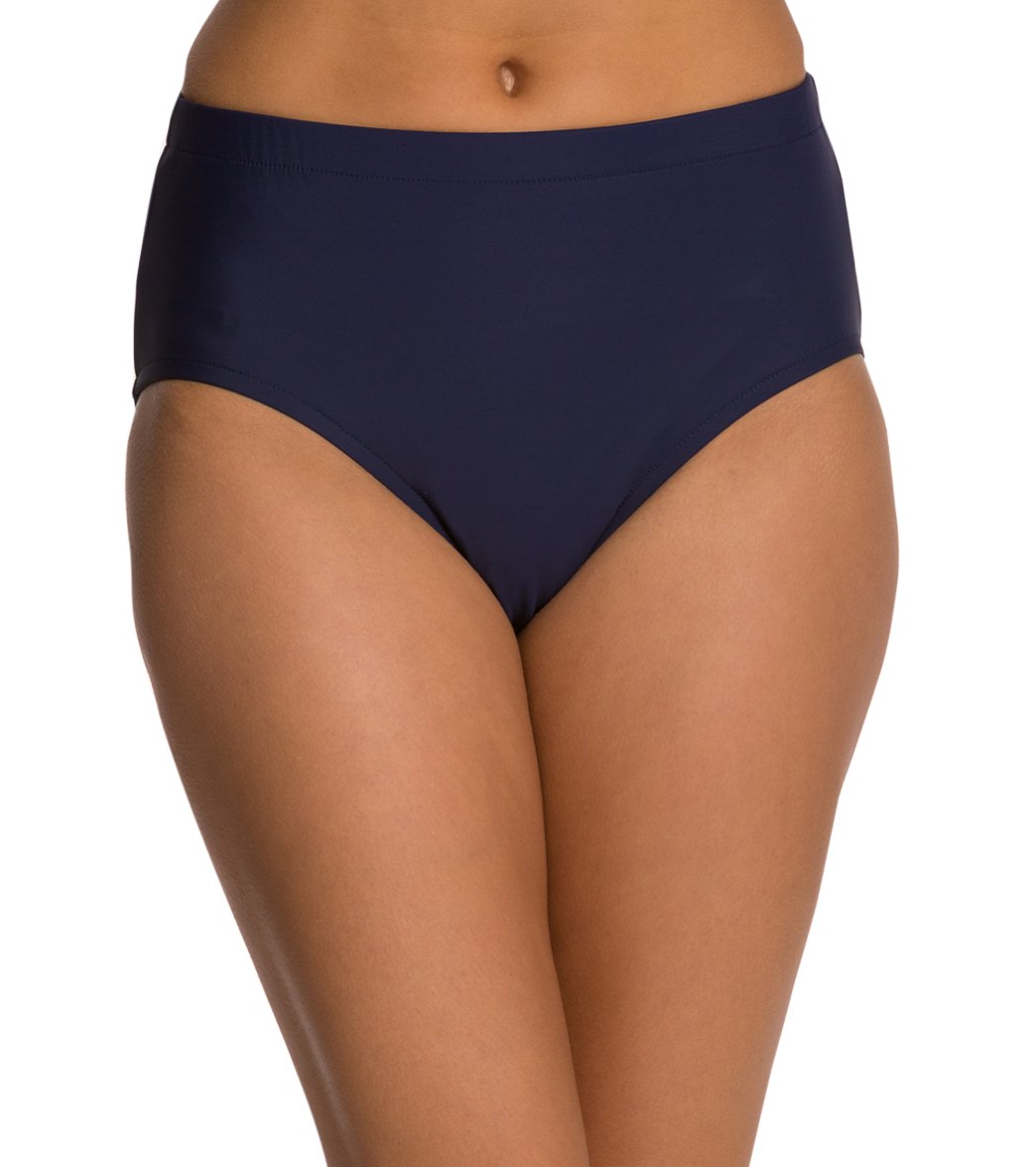 Penbrooke Swimwear Solid Basic Pants Bikini Bottom - New Navy Blue 8 Nylon/Spandex - Swimoutlet.com