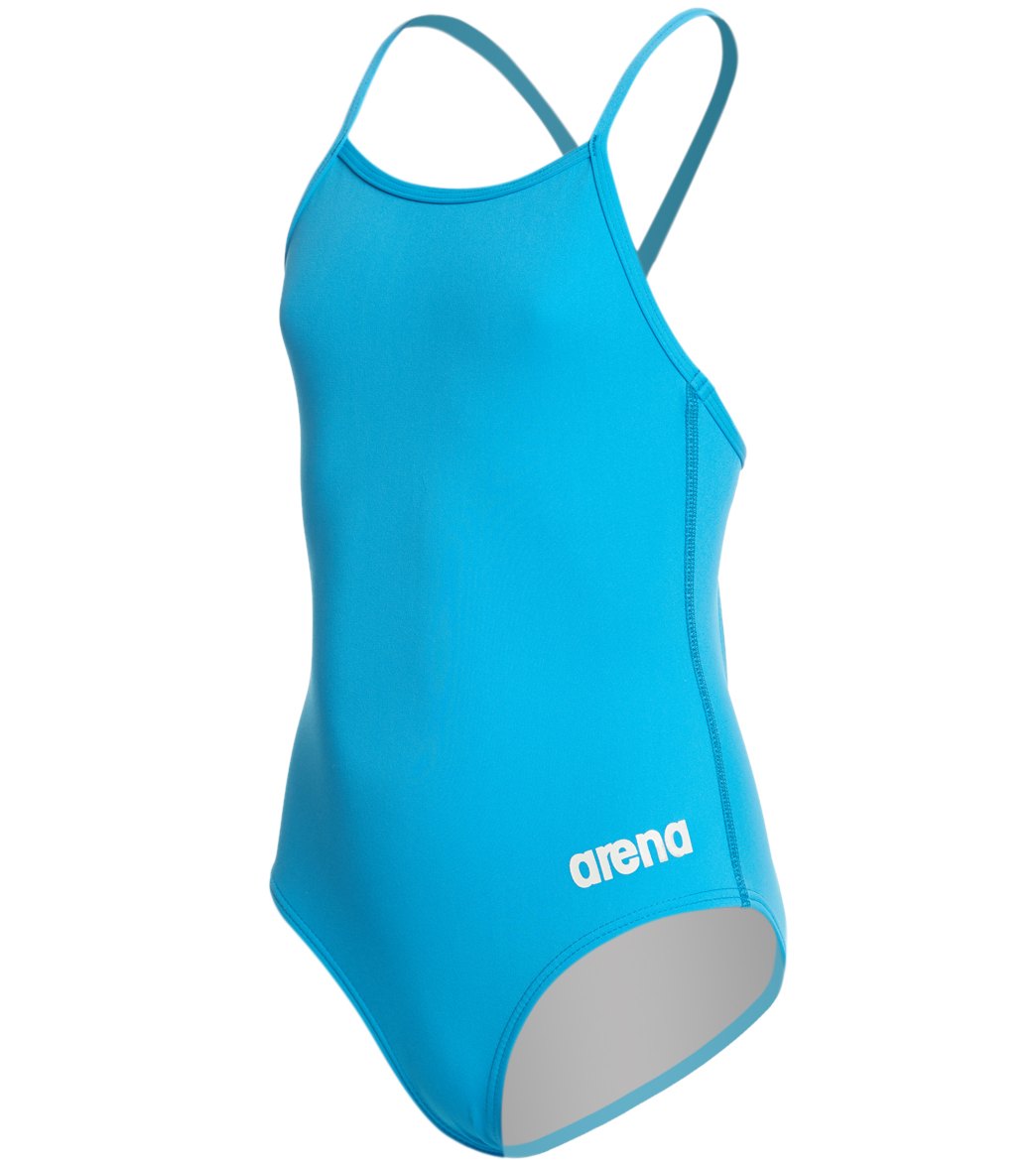 Arena Girls' Master Maxlife Thin Strap Micro Back One Piece Swimsuit - Turquoise/White 22 Polyester/Pbt - Swimoutlet.com