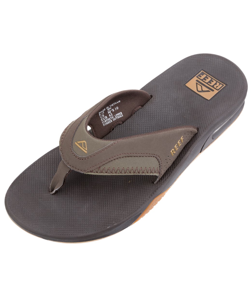 Reef Men's Fanning Sandals - Brown/Gum 6 Leather/Rubber - Swimoutlet.com